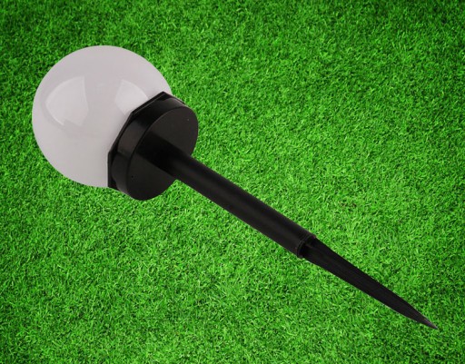 solárna záhradná lampa, mliečna, BIELA GUĽA 10cm P011