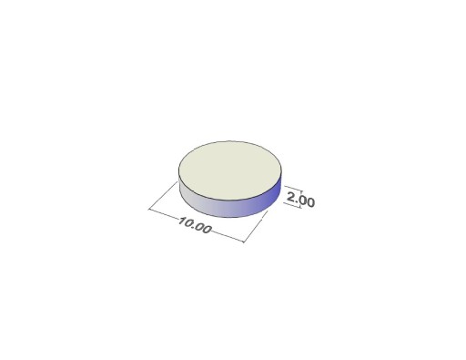 Neodymový magnet MW 10x2 N38 s lepidlom 3M 10 ks.