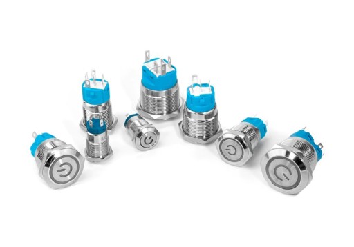 Tlačidlový spínač 19mm, podsvietená LED 230V bi