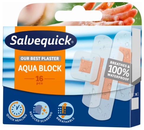 SALVEQUICK AQUA BLOCK vodeodolné náplasti 16 ks.