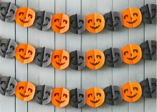 Girlandový hodvábny papier tekvica Halloween Banner papierová dekorácia 300cm