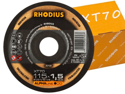 DISKY NEREZOVÉ KOVOVÉ REZNÉ KOTOUČE INOX 115x1,0 RHODIUS GERMANY XT70