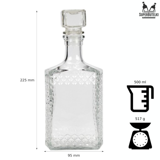 KARAFA so skleneným korkom na WHISKY COGNAC 500ml