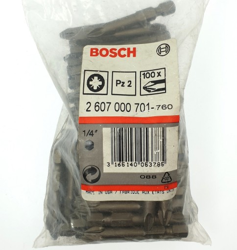 BOSCH PZ2 / 50 BIT EXTRA TVRDÉ HROTY Vyrobené v USA
