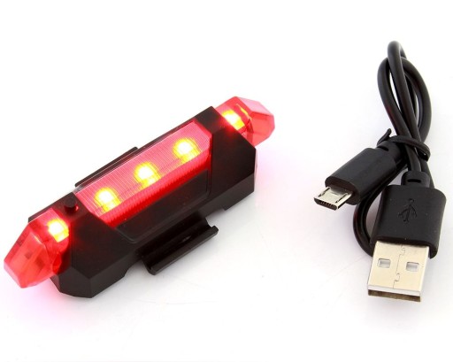 5 LED zadné svetlo na bicykel, 5V nabíjanie cez USB