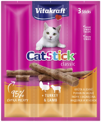 Vitakraft Cat Stick Mini Morčacie a jahňacie 3x6g