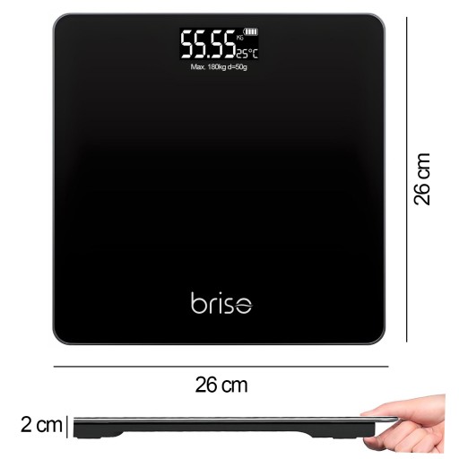 MODERNÁ KÚPEĽŇOVÁ VÁHA ELEKTRONICKÁ SKLENENÁ ČIERNA 180 KG + BATÉRIE