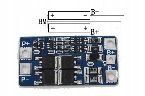 BMS modul nabíjačka Li-Ion 18650 2S 10A 7,4V 8,4V