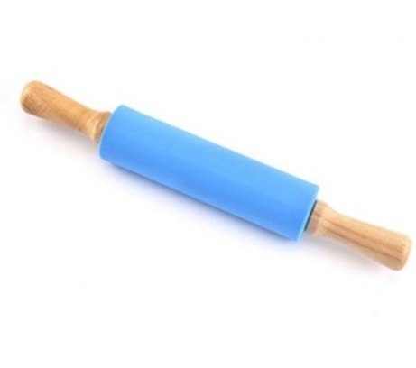 Klasický silikónový valček na cesto, 38 cm, modrý
