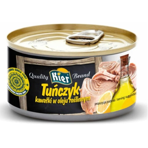 Kúsky tuniaka v rastlinnom oleji Kúsky tuniaka v rastlinnom oleji 170g KIER