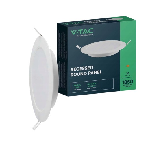V-TAC LED panelové vstavané prémiové stropné svietidlo 18W okrúhle fi220 4000K 1980lm