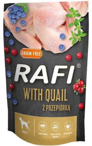 DOLINA NOTECI RAFI Mokré krmivo pre psov QUAIL BLUEBERRY CRANBERRY 500G