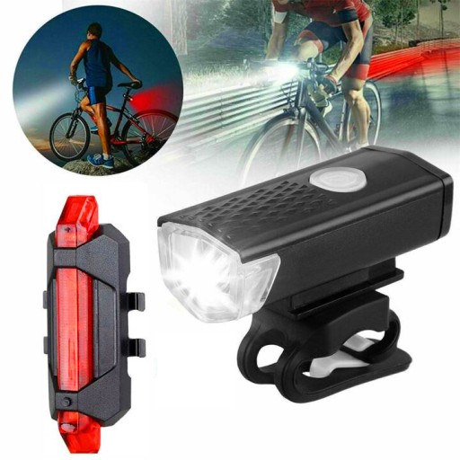 SET LED BICYKLOVÝCH SVETLÁ PREDNÝCH A ZADNÝCH NA BICYKEL + USB BICYKLE SVETLÁ