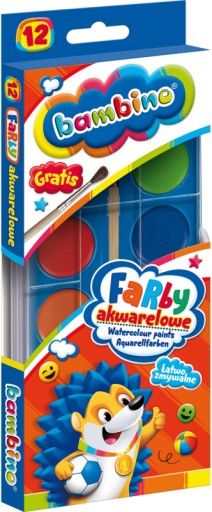 Akvarelové farby 12 farieb Bambino