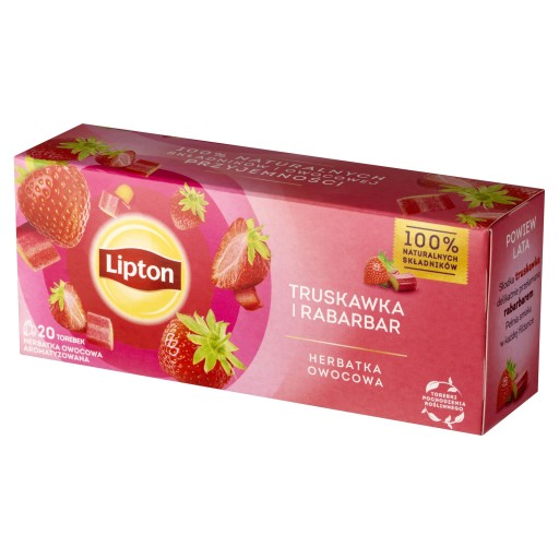 Lipton ovocný expresný čaj Jahoda a Rebarbora 20 sáčkov, 32g