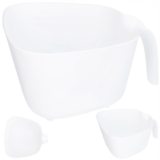 CEDNÍK Plastový univerzálny cedník s rukoväťou, biely, kuchynský, 2,4 l, veľ