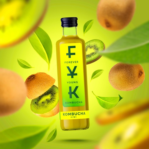Kombucha Kiwi čaj 0,25l Forever Young FYK nápoj 250ml zelený čaj