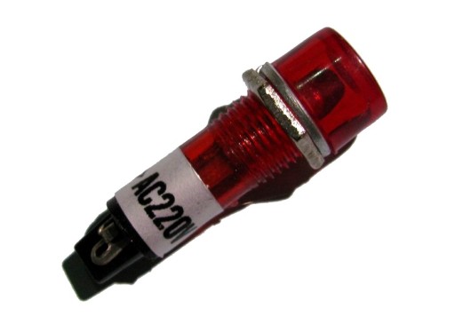 Neónový indikátor FI 9mm 230V červený 2 ks