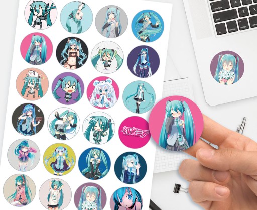 ZNAČKOVÉ NÁLEPKY HATSUNE MIKU SUPER KVALITA 24KS