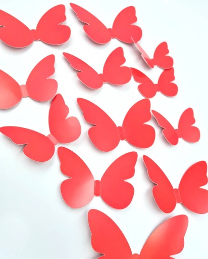 3D dekorácia BOTTERFLY bielo-červená (32 ks)