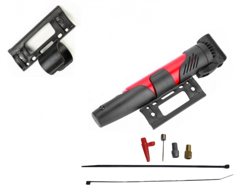SILNÁ MINI TELESKOPICKÁ PUMPA NA BICYKEL NA RÁM S RUKOVOU + HROTY