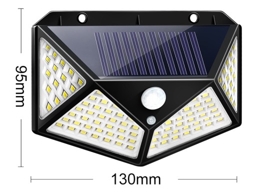 Solárna lampa so súmrakovým pohybovým senzorom, 100 LED