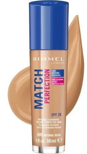 Rimmel Match Perfection 400 Natural Beige Foundation Moisturizing SPF20 30 ml