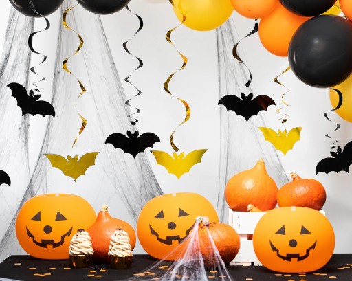 Prívesky Glitter Bats ozdoby z čierneho zlata Halloween dekorácie x6