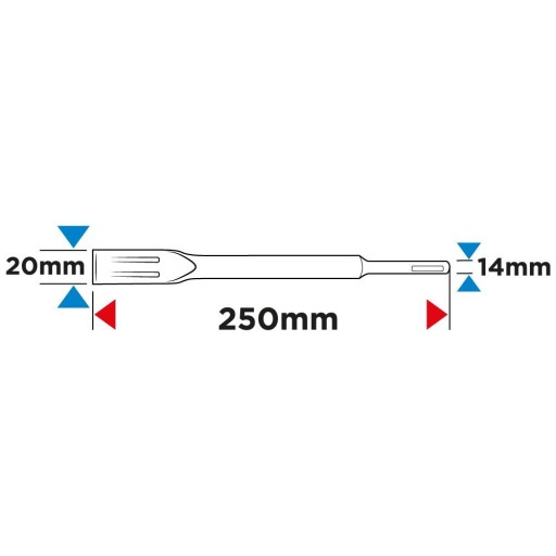 Plochý sekáč SDS Plus, samoostriaci, 20 x 250 mm