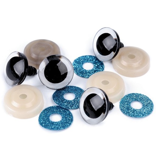 GLITTER BLUE MASKOT EYES 25 mm