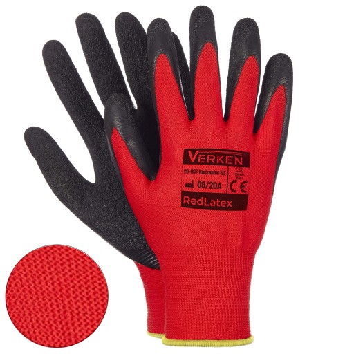 12x Ochranné pracovné rukavice červené LATEX stavebné rukavice veľ. 10