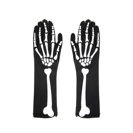 Dlhé rukavice BONES čierny maškarný kostým HALLOWEEN