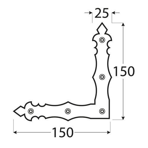 Ozdobná rohová plochá lišta, čierna, 150x150mm