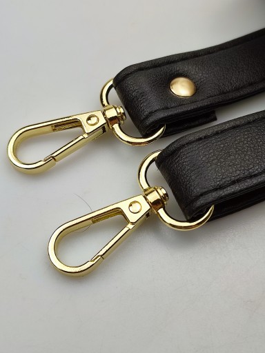Popruh na kabelku, 20 mm, čierny, so zlatými karabínkami, 64 - 115 cm