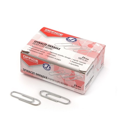 Okrúhle kancelárske klipy 25 mm 100 kusov strieborné Kancelárske výrobky x 2