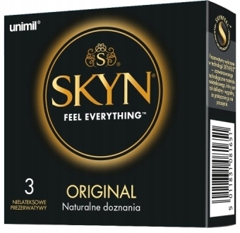 Unimil SKYN ORIGINAL klasické kondómy, bez latexu, 3 ks.