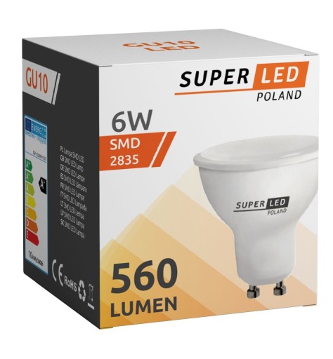 GU10 6W LED žiarovka =50W WARM SuperLED