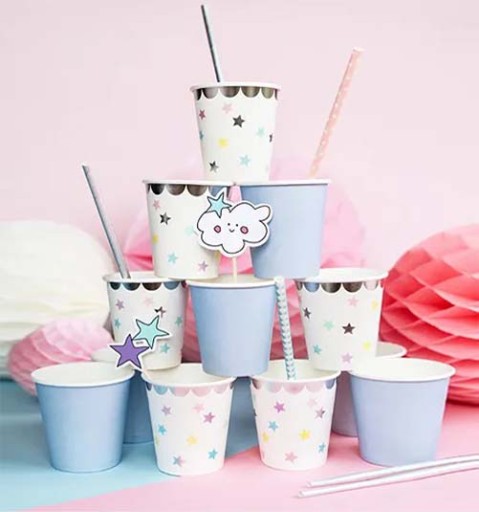 Poháre s hviezdami Unicorn 180 ml biele, 6 kusov