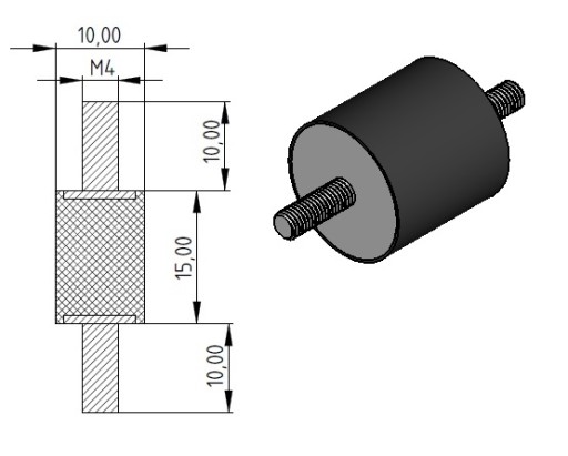 VIBROISOLATOR 10x15 M4 gumový vankúšový tlmič