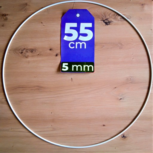 BIELA obruč 55 cm HRUBÁ 5 mm kovová pre makramé
