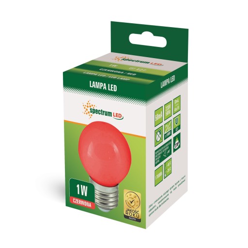 LED žiarovka E27 BALL 1W červená WOJ+11795