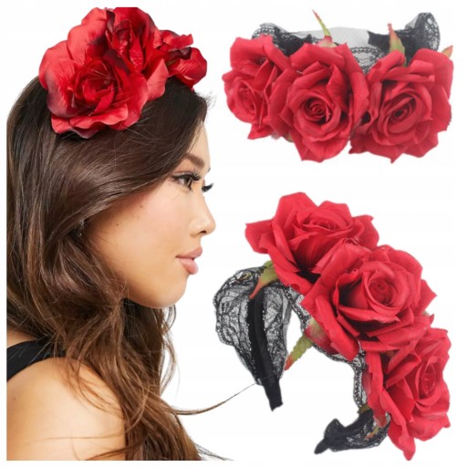 ČELENKA HALLOWEEN ROSE GOTH ČERVENÝ KARNEVAL strašidelný kostým