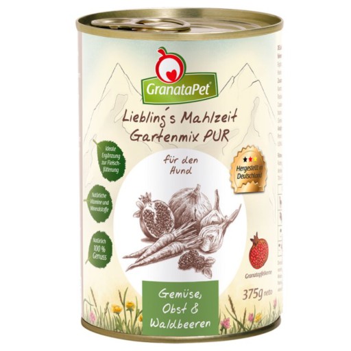 GranataPet Garden Mix zelenina a ovocie pre psov, doplnenie BARF stravy 375g