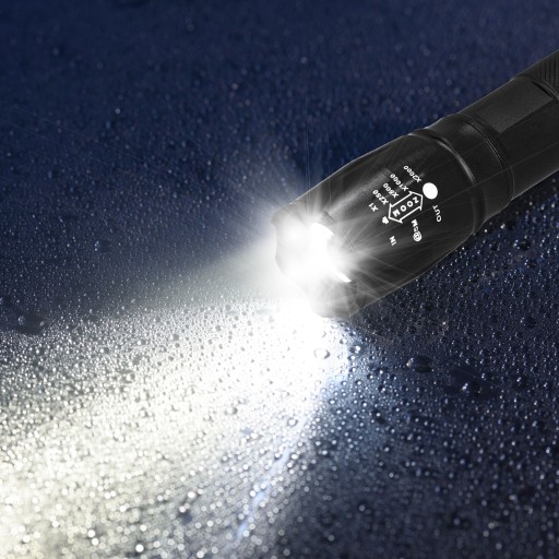 VOJENSKÁ DOBÍJATEĽNÁ BATERKA taktická LED ZOOM silná 1000lm + puzdro