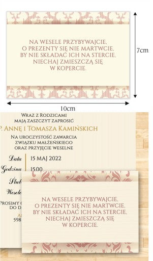 Vložky do svadobných pozvánok s klasickým vintage rýmom, 8 ks