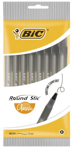 BIC Round Stic Classic guľôčkové pero Black Blister 8x