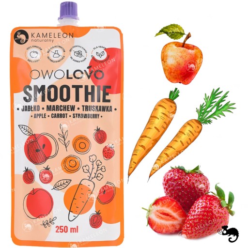 OWOLOVO SMOOTHIE ovocná pena bez cukru JABLKO MRKVOVÁ JAHODA 250ml