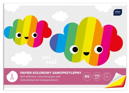 Farebný papier B5, 8 listov, samolepiaci INTERDRUK