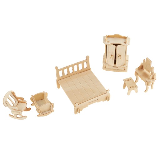 SÚPRAVA DREVENÉHO NÁBYTKU DO DOMČKU PRE BÁBIK 3D PUZZZEL
