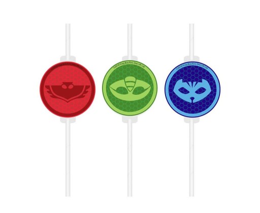 Papierové tuby (slamky) s medailónom PJ Masks, 4 ks KK
